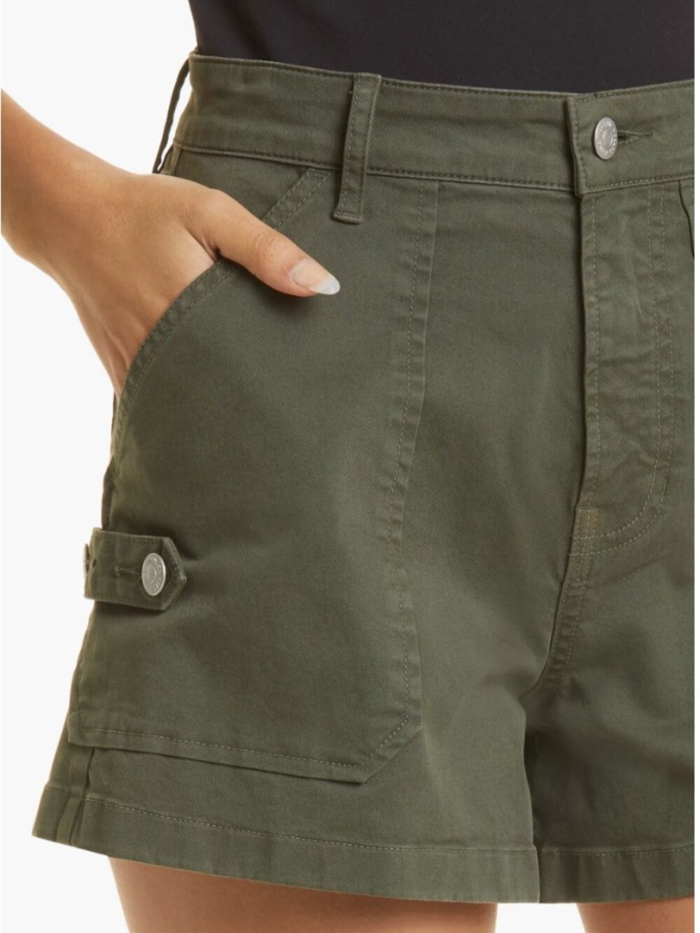 Veronica Beard Lanny Stretch Cotton Twill Shorts Army Green Size 29